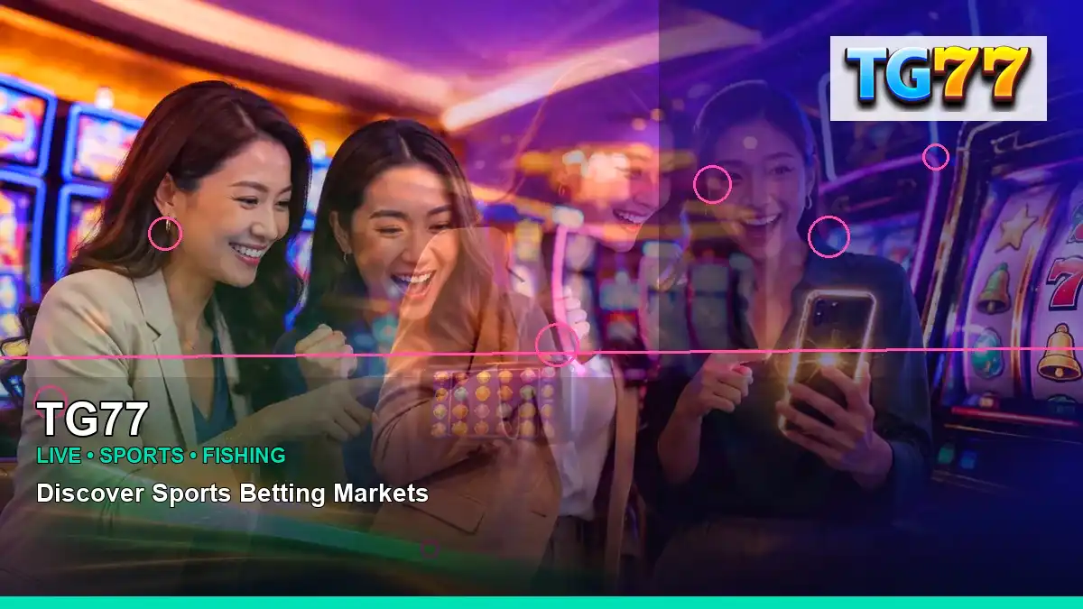 TG77 party online slot games featuring an adult Filipina casino host with a right-diagonal composition