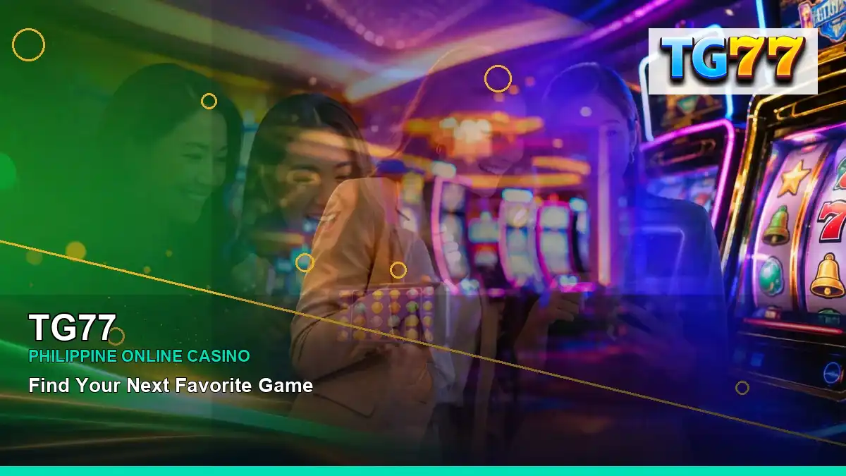 TG77 gold jackpot slot games in a panoramic reel scene for the TG77 brand search, casino access, games, account help and
